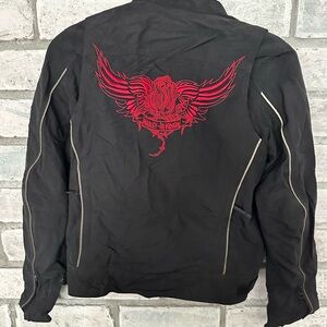 Harley-Davidson Black Bomber Jacket with Red Winged Design